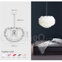 Designer Touch Decorative Multi Colours Feather Chandelier Modern Contemporary Pendant Light