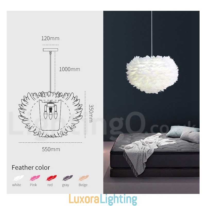 Designer Touch Decorative Multi Colours Feather Chandelier Modern Contemporary Pendant Light