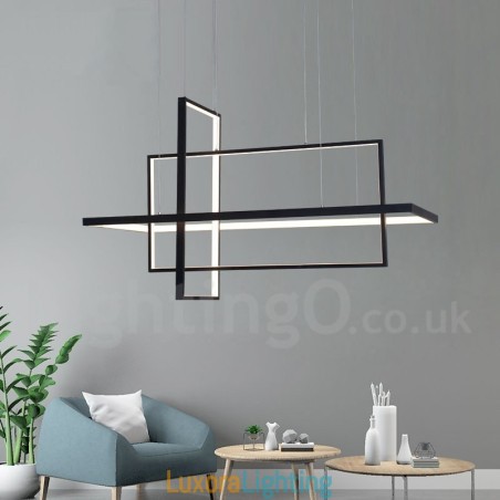 Designer Touch Decorative Dimmable Linear Pendant Light with Remote Control Ambient Light Painted Finishes Aluminum Modern Design