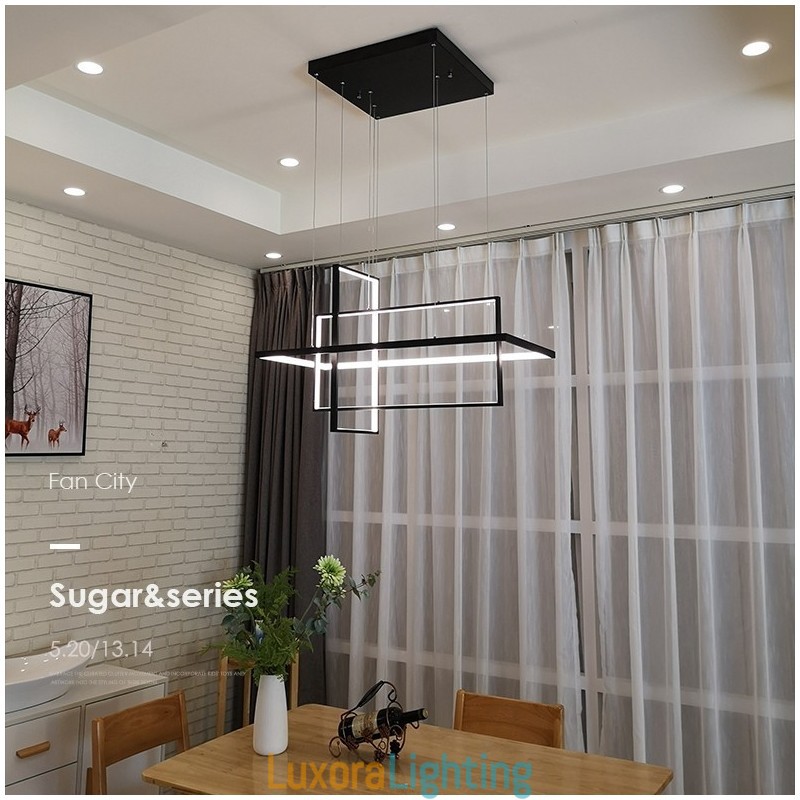 Designer Touch Decorative Dimmable Linear Pendant Light with Remote Control Ambient Light Painted Finishes Aluminum Modern Design