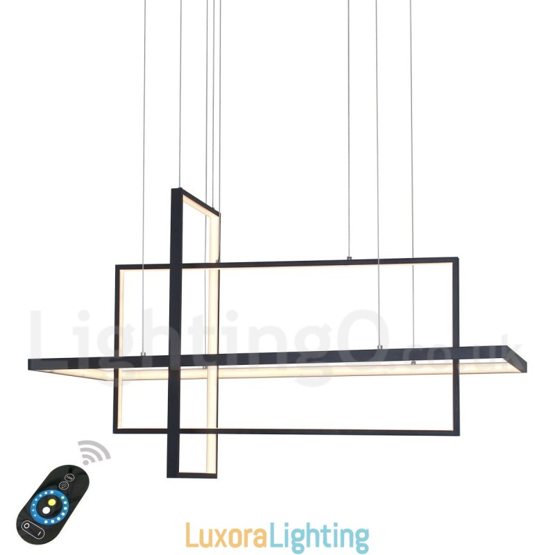 Designer Touch Decorative Dimmable Linear Pendant Light with Remote Control Ambient Light Painted Finishes Aluminum Modern Design