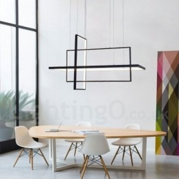 Designer Touch Decorative Dimmable Linear Pendant Light with Remote Control Ambient Light Painted Finishes Aluminum Modern Design