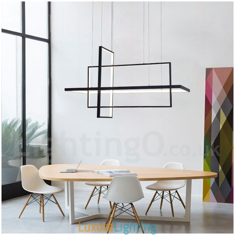 Designer Touch Decorative Dimmable Linear Pendant Light with Remote Control Ambient Light Painted Finishes Aluminum Modern Design
