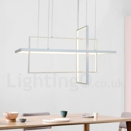Designer Touch Decorative Dimmable Linear Pendant Light with Remote Control Ambient Light Painted Finishes Aluminum Modern Design