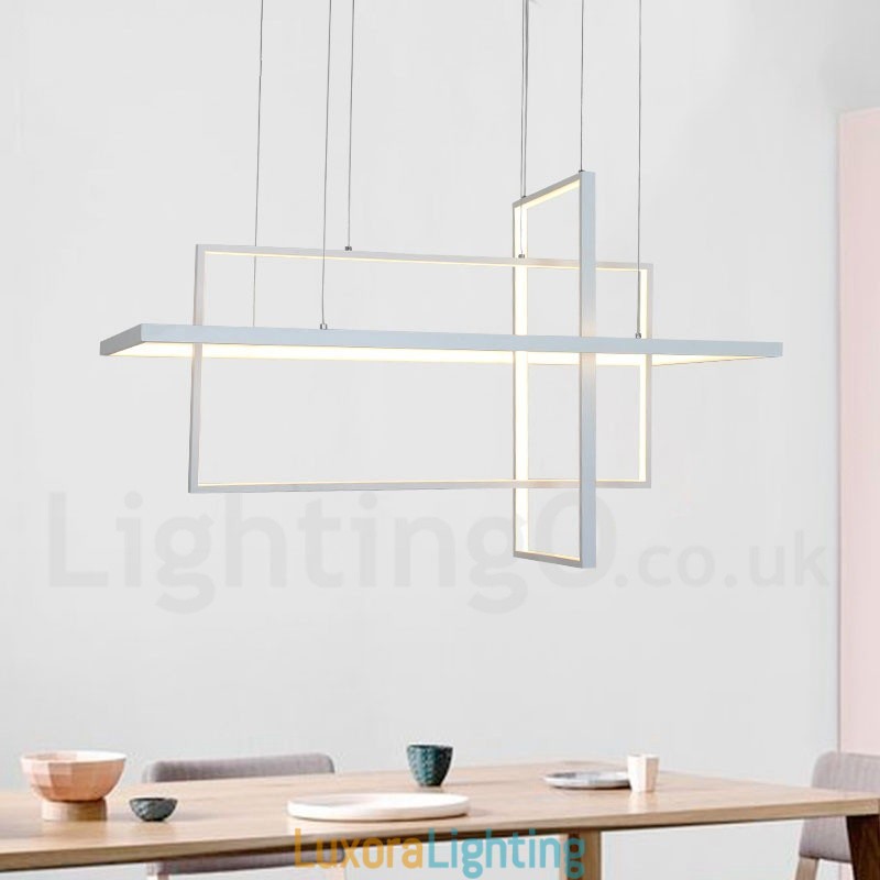Designer Touch Decorative Dimmable Linear Pendant Light with Remote Control Ambient Light Painted Finishes Aluminum Modern Design