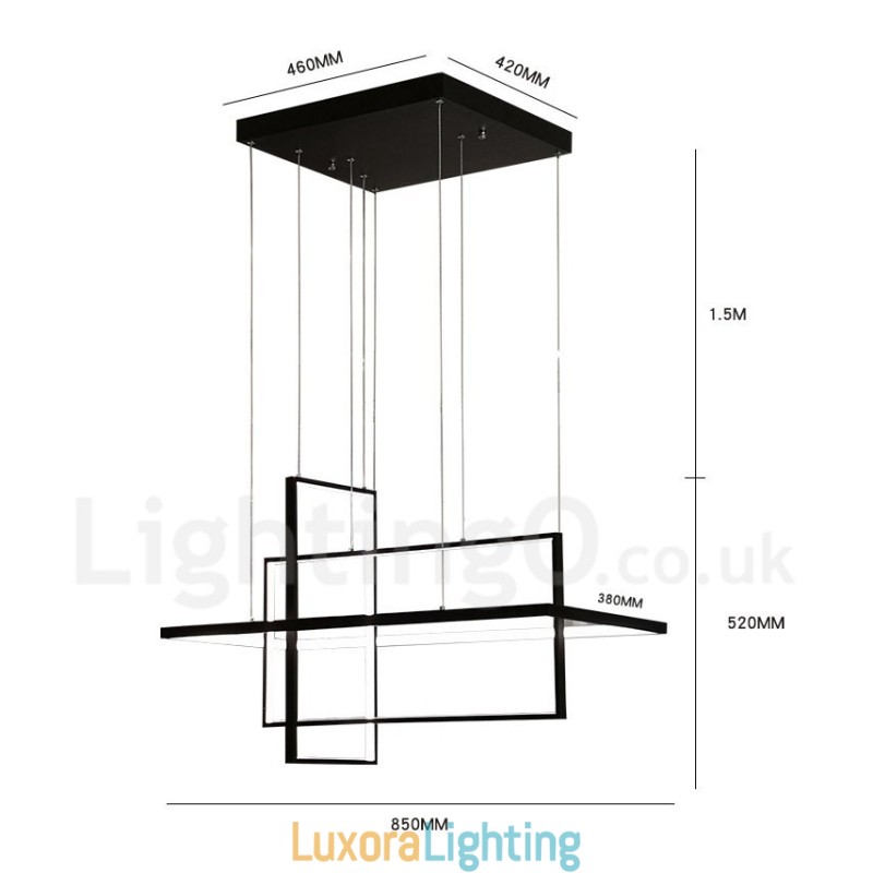 Designer Touch Decorative Dimmable Linear Pendant Light with Remote Control Ambient Light Painted Finishes Aluminum Modern Design