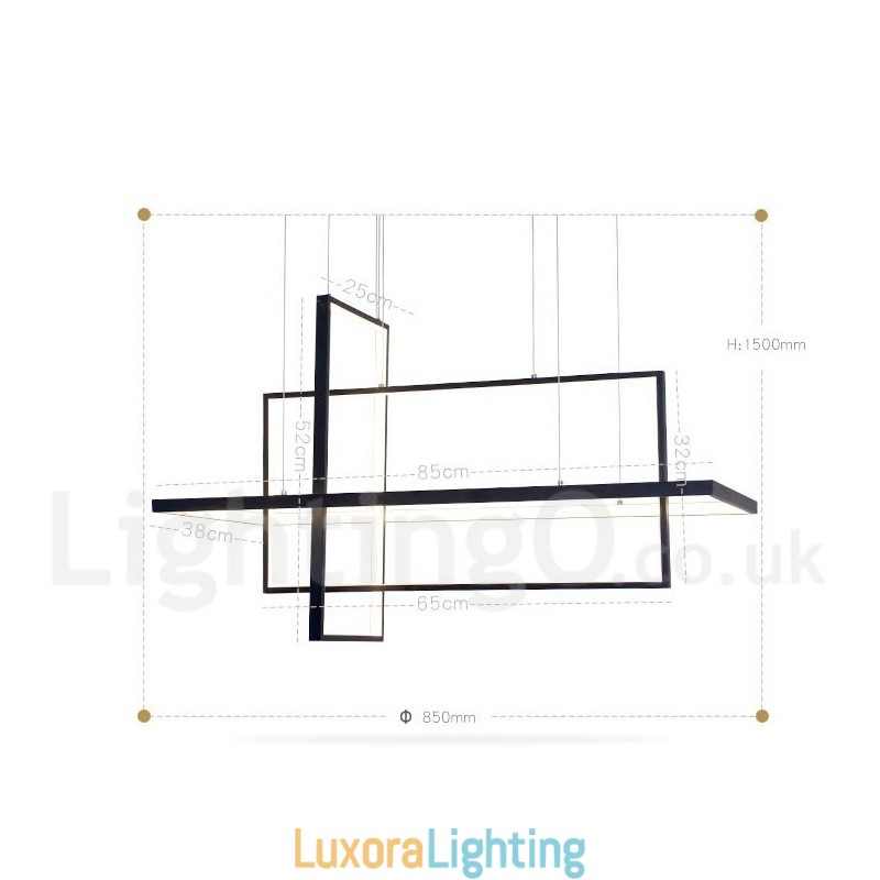 Designer Touch Decorative Dimmable Linear Pendant Light with Remote Control Ambient Light Painted Finishes Aluminum Modern Design