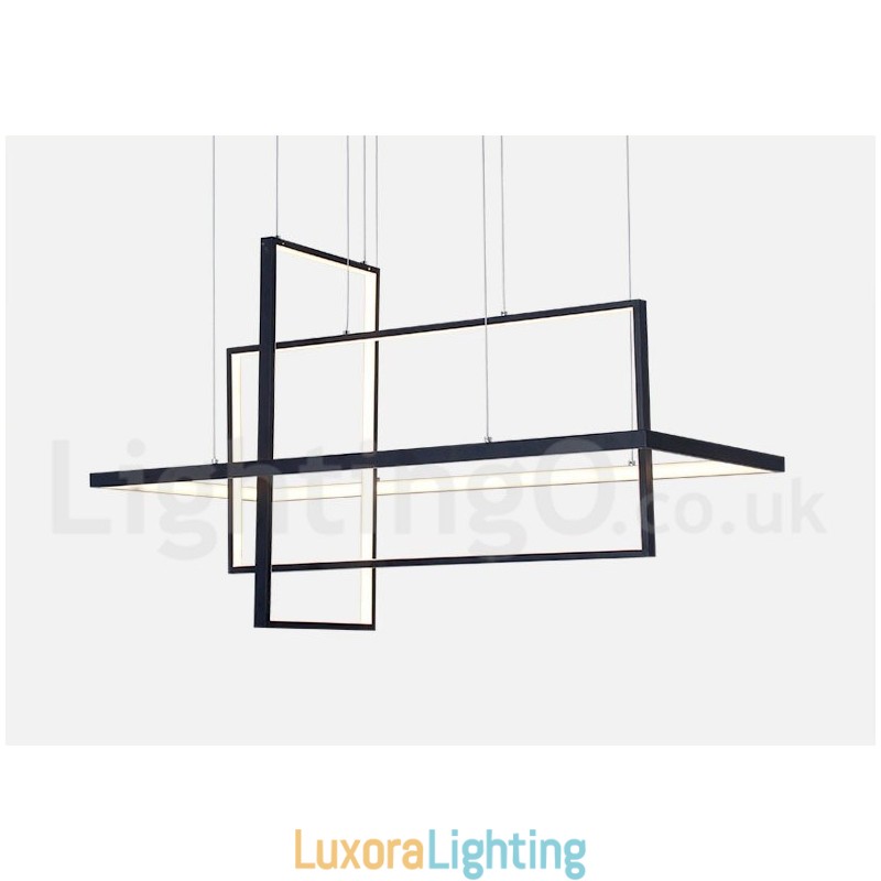 Designer Touch Decorative Dimmable Linear Pendant Light with Remote Control Ambient Light Painted Finishes Aluminum Modern Design