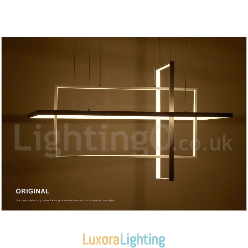 Designer Touch Decorative Dimmable Linear Pendant Light with Remote Control Ambient Light Painted Finishes Aluminum Modern Design