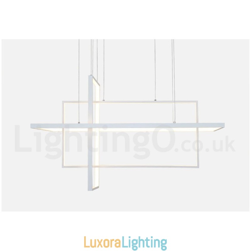 Designer Touch Decorative Dimmable Linear Pendant Light with Remote Control Ambient Light Painted Finishes Aluminum Modern Design