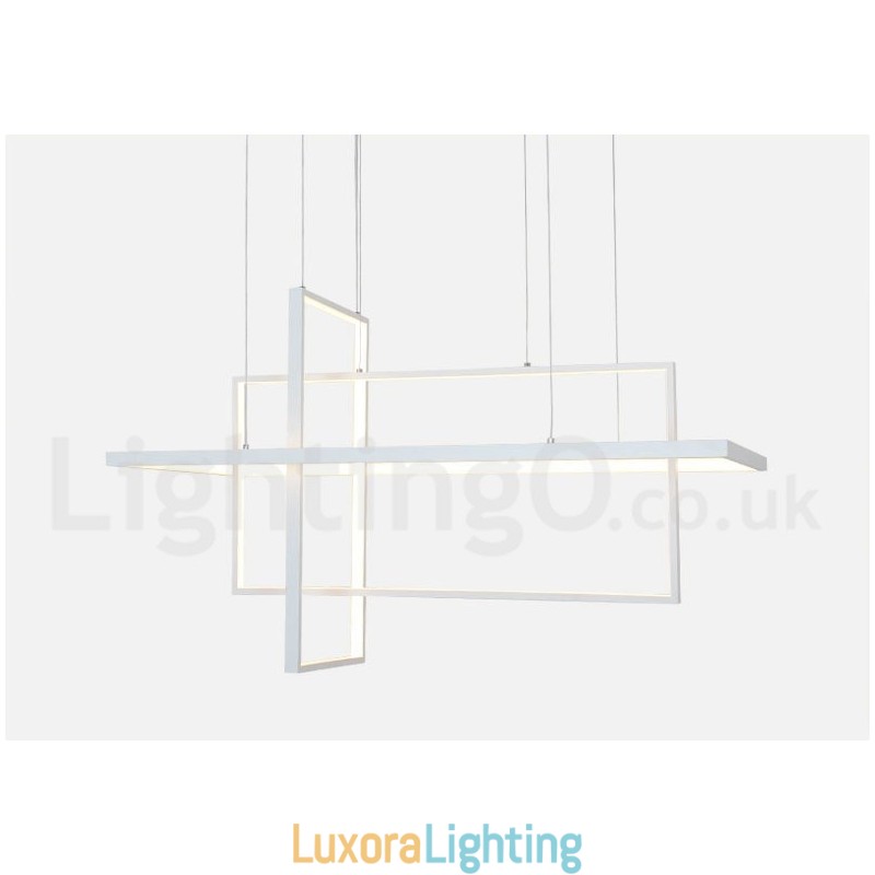 Designer Touch Decorative Dimmable Linear Pendant Light with Remote Control Ambient Light Painted Finishes Aluminum Modern Design