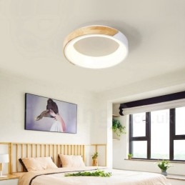 Designer Touch Decorative Dimmable Multi Colours Round Wood Ceiling Light with Acrylic Shade Ceiling Lamp Nordic Style
