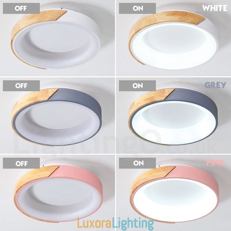 Designer Touch Decorative Dimmable Multi Colours Round Wood Ceiling Light with Acrylic Shade Ceiling Lamp Nordic Style