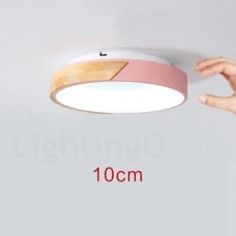 Designer Touch Decorative Dimmable Multi Colours Round Wood Ceiling Light with Acrylic Shade Ceiling Lamp Nordic Style
