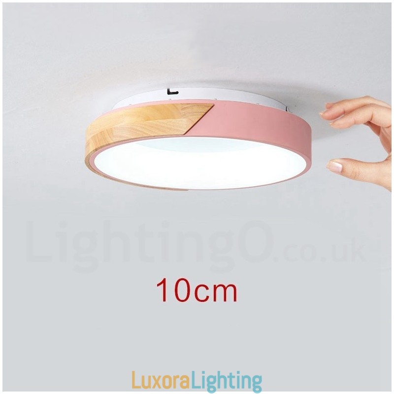 Designer Touch Decorative Dimmable Multi Colours Round Wood Ceiling Light with Acrylic Shade Ceiling Lamp Nordic Style