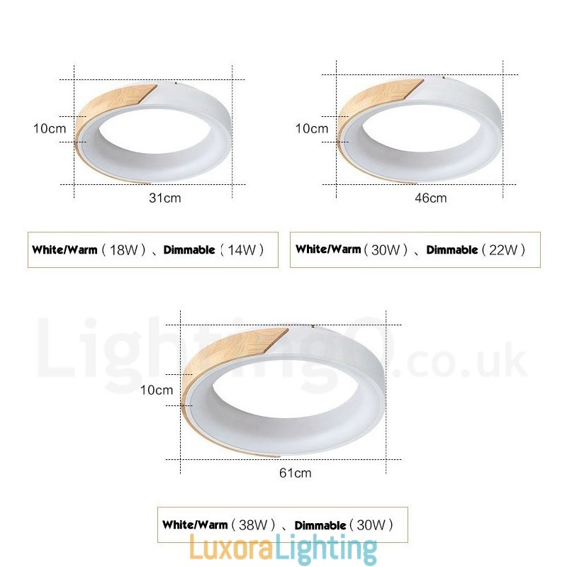 Designer Touch Decorative Dimmable Multi Colours Round Wood Ceiling Light with Acrylic Shade Ceiling Lamp Nordic Style