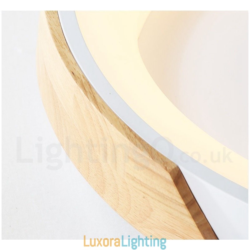 Designer Touch Decorative Dimmable Multi Colours Round Wood Ceiling Light with Acrylic Shade Ceiling Lamp Nordic Style