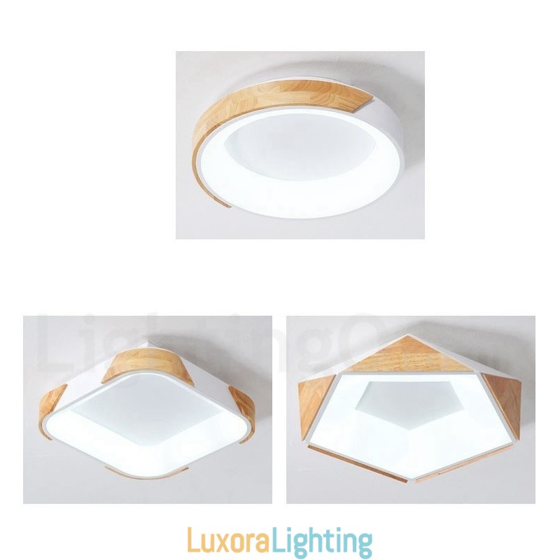 Designer Touch Decorative Dimmable Multi Colours Round Wood Ceiling Light with Acrylic Shade Ceiling Lamp Nordic Style
