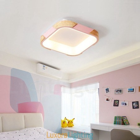 Designer Touch Decorative Dimmable Multi Colours Square Wood Ceiling Light with Acrylic Shade Ceiling Lamp Nordic Style