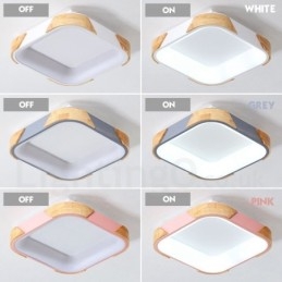 Designer Touch Decorative Dimmable Multi Colours Square Wood Ceiling Light with Acrylic Shade Ceiling Lamp Nordic Style