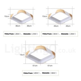 Designer Touch Decorative Dimmable Multi Colours Square Wood Ceiling Light with Acrylic Shade Ceiling Lamp Nordic Style