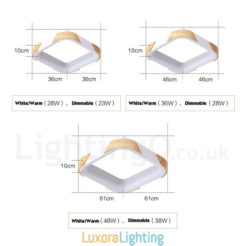 Designer Touch Decorative Dimmable Multi Colours Square Wood Ceiling Light with Acrylic Shade Ceiling Lamp Nordic Style