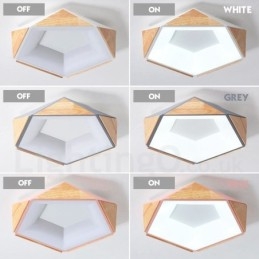 Designer Touch Decorative Dimmable Multi Colours Pentagon Wood Ceiling Light with Acrylic Shade Ceiling Lamp Nordic Style