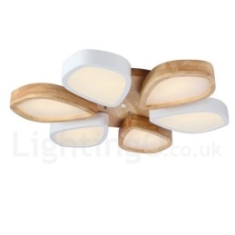 Designer Touch Decorative Dimmable Ultra thin Petal Wood Ceiling Light with Acrylic Shade Ceiling Lamp Nordic Style