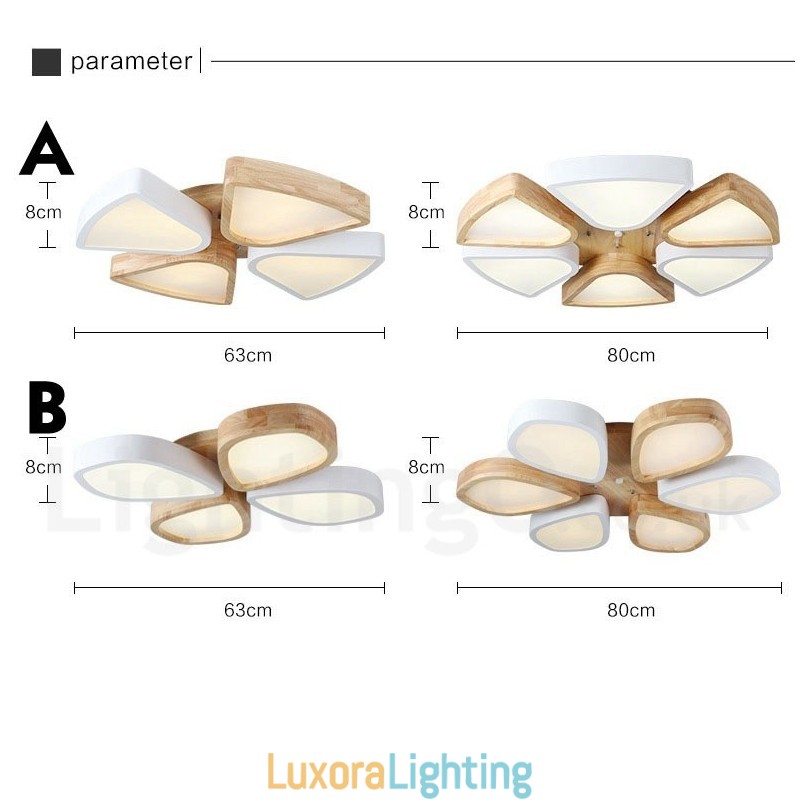 Designer Touch Decorative Dimmable Ultra thin Petal Wood Ceiling Light with Acrylic Shade Ceiling Lamp Nordic Style