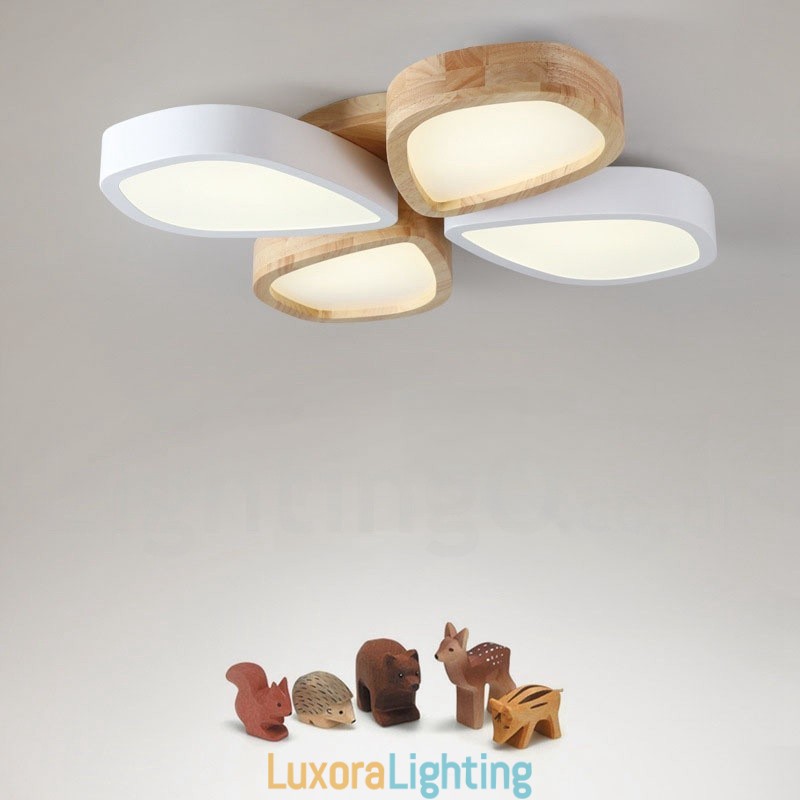 Designer Touch Decorative Dimmable Ultra thin Petal Wood Ceiling Light with Acrylic Shade Ceiling Lamp Nordic Style