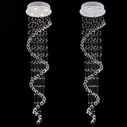 Designer Touch Decorative Crystal Pendant Light Chandelier Lighting 4 Lights Silver Canpoy Clear K9 Crystal Helix Ceiling Lamps H150CM