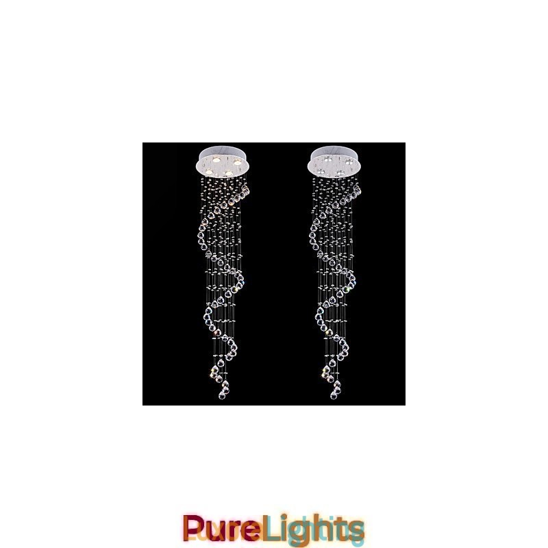 Designer Touch Decorative Crystal Pendant Light Chandelier Lighting 4 Lights Silver Canpoy Clear K9 Crystal Helix Ceiling Lamps H150CM