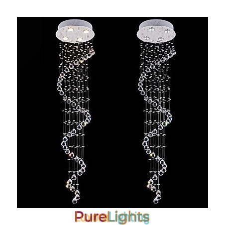 Designer Touch Decorative Crystal Pendant Light Chandelier Lighting 4 Lights Silver Canpoy Clear K9 Crystal Helix Ceiling Lamps H150CM