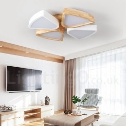 Designer Touch Decorative Dimmable Ultra thin Petal Wood Ceiling Light with Acrylic Shade Ceiling Lamp Nordic Style