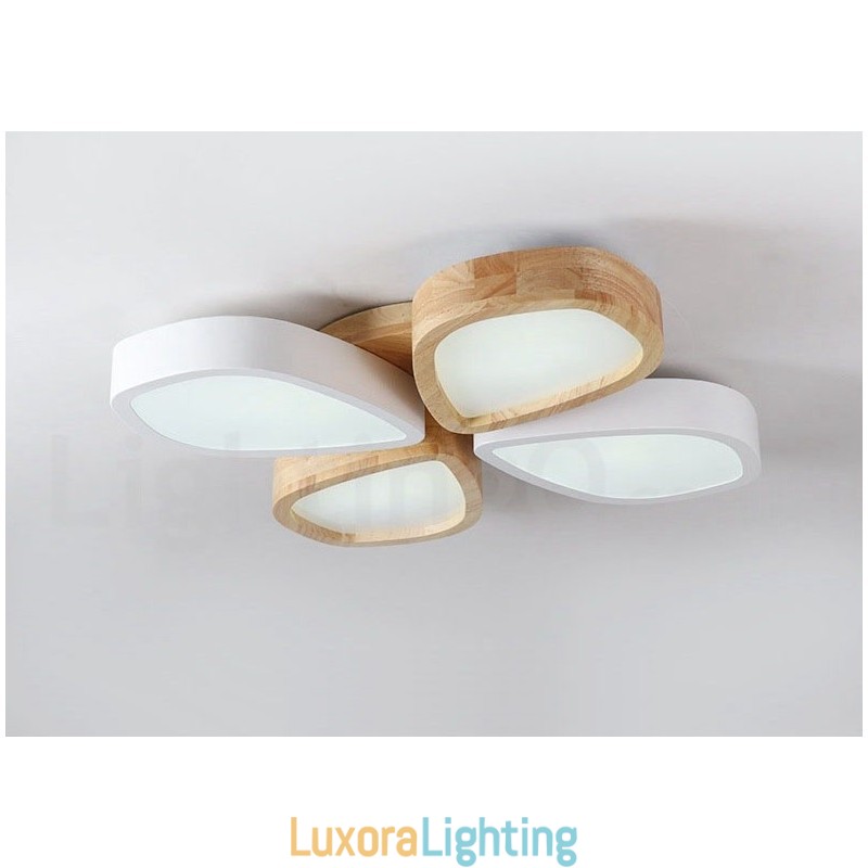 Designer Touch Decorative Dimmable Ultra thin Petal Wood Ceiling Light with Acrylic Shade Ceiling Lamp Nordic Style