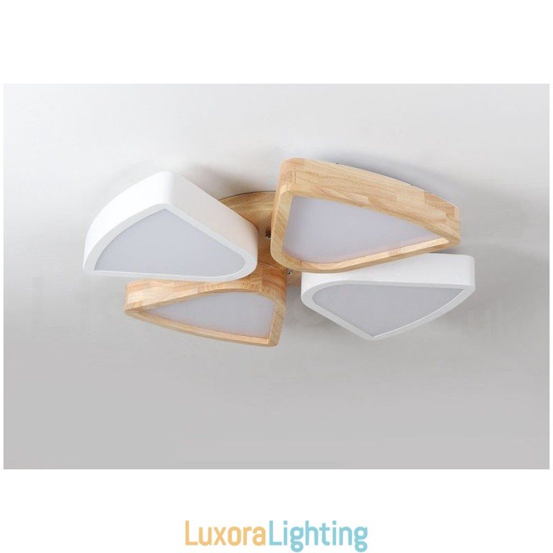 Designer Touch Decorative Dimmable Ultra thin Petal Wood Ceiling Light with Acrylic Shade Ceiling Lamp Nordic Style
