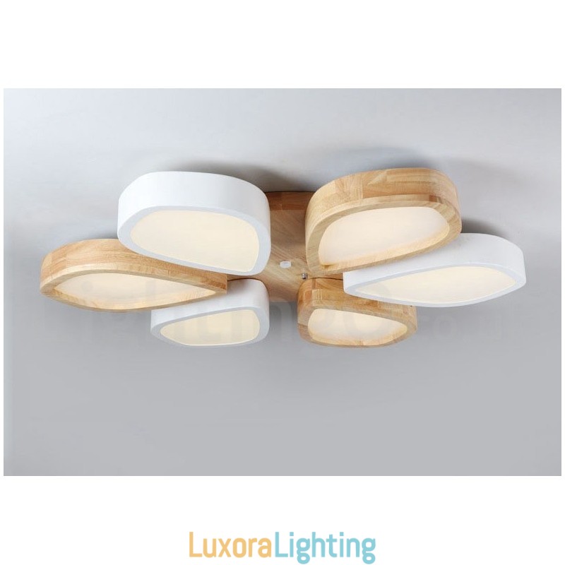 Designer Touch Decorative Dimmable Ultra thin Petal Wood Ceiling Light with Acrylic Shade Ceiling Lamp Nordic Style
