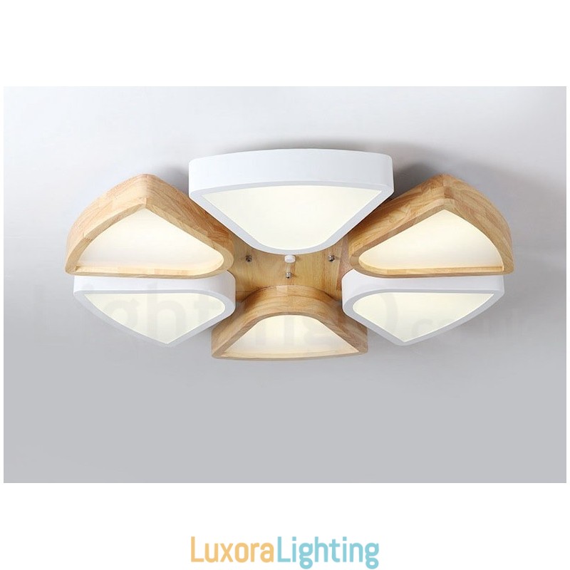 Designer Touch Decorative Dimmable Ultra thin Petal Wood Ceiling Light with Acrylic Shade Ceiling Lamp Nordic Style