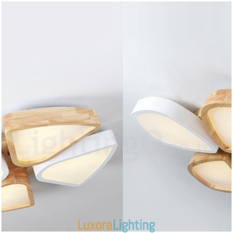 Designer Touch Decorative Dimmable Ultra thin Petal Wood Ceiling Light with Acrylic Shade Ceiling Lamp Nordic Style