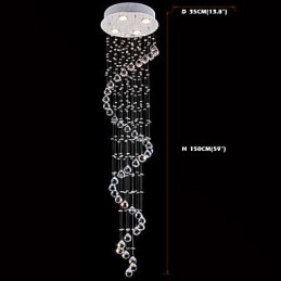 Designer Touch Decorative Crystal Pendant Light Chandelier Lighting 4 Lights Silver Canpoy Clear K9 Crystal Helix Ceiling Lamps H150CM