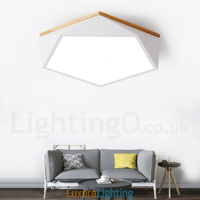 Designer Touch Decorative Dimmable Macaron Multi Colours Wood Ceiling Light with Acrylic Shade Ceiling Lamp Nordic Style