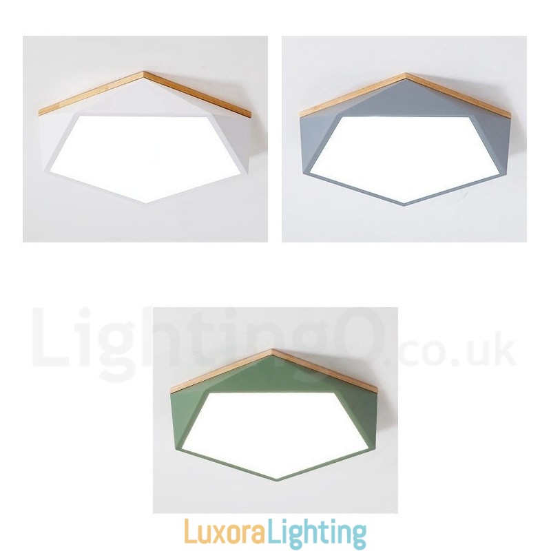 Designer Touch Decorative Dimmable Macaron Multi Colours Wood Ceiling Light with Acrylic Shade Ceiling Lamp Nordic Style