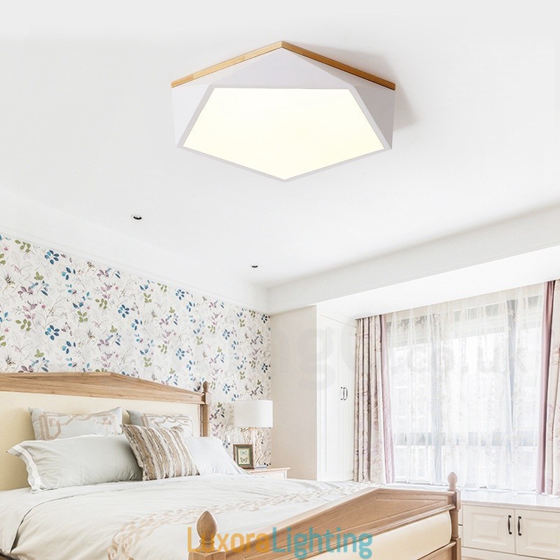 Designer Touch Decorative Dimmable Macaron Multi Colours Wood Ceiling Light with Acrylic Shade Ceiling Lamp Nordic Style