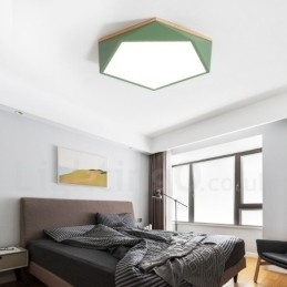 Designer Touch Decorative Dimmable Macaron Multi Colours Wood Ceiling Light with Acrylic Shade Ceiling Lamp Nordic Style