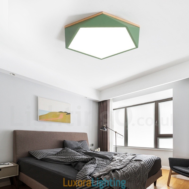 Designer Touch Decorative Dimmable Macaron Multi Colours Wood Ceiling Light with Acrylic Shade Ceiling Lamp Nordic Style