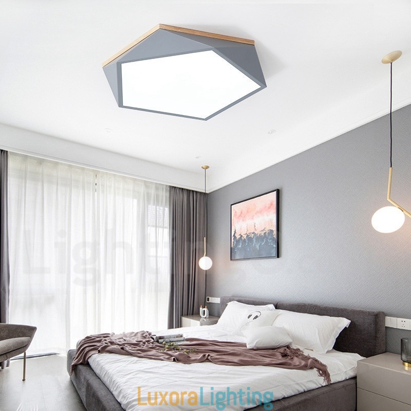 Designer Touch Decorative Dimmable Macaron Multi Colours Wood Ceiling Light with Acrylic Shade Ceiling Lamp Nordic Style