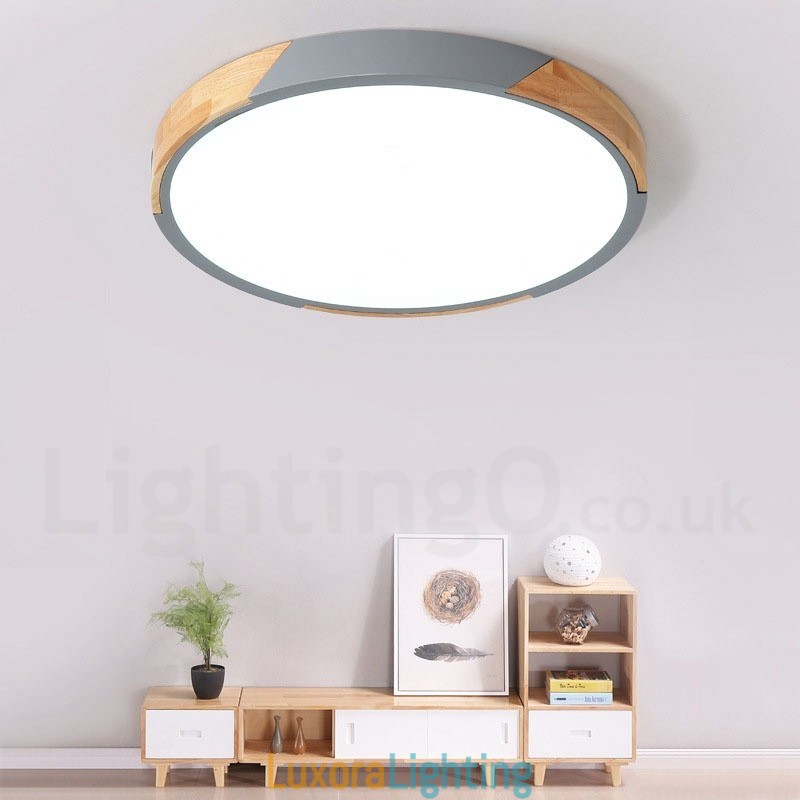 Designer Touch Decorative Dimmable Macaron Multi Colours Wood Ultra thin Ceiling Light with Acrylic Shade Ceiling Lamp Nordic Style