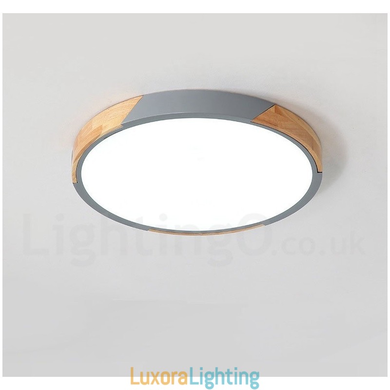 Designer Touch Decorative Dimmable Macaron Multi Colours Wood Ultra thin Ceiling Light with Acrylic Shade Ceiling Lamp Nordic Style