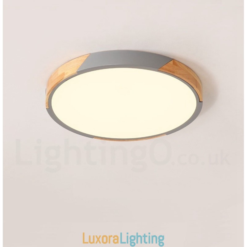 Designer Touch Decorative Dimmable Macaron Multi Colours Wood Ultra thin Ceiling Light with Acrylic Shade Ceiling Lamp Nordic Style