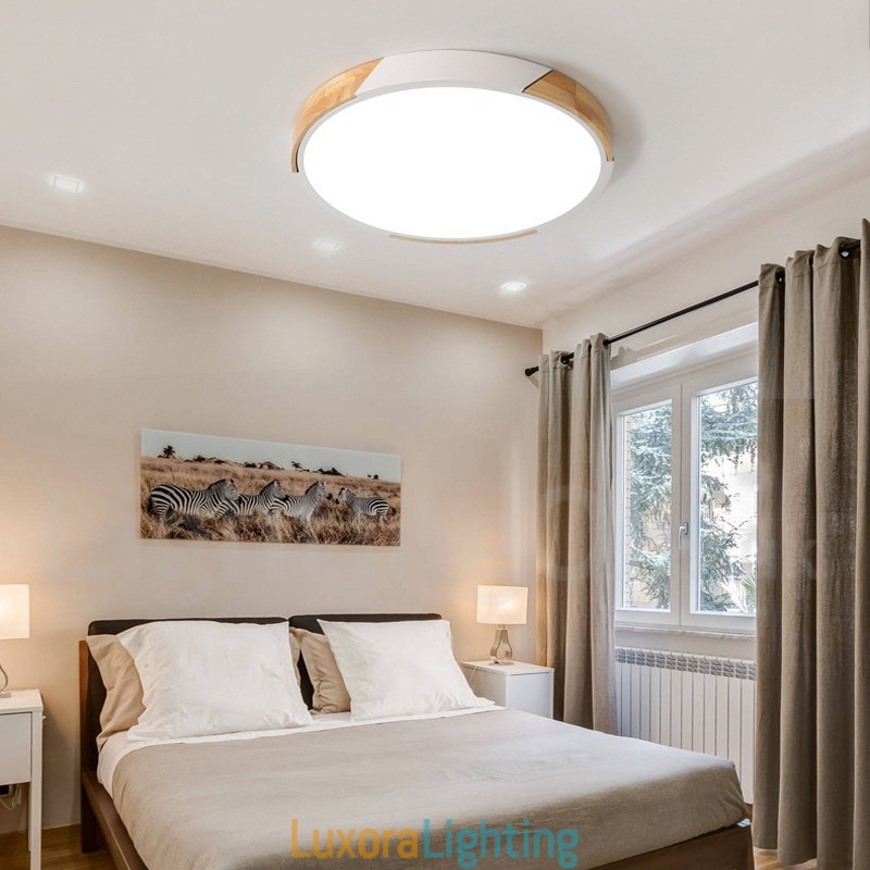 Designer Touch Decorative Dimmable Macaron Multi Colours Wood Ultra thin Ceiling Light with Acrylic Shade Ceiling Lamp Nordic Style